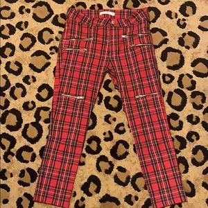 Plaid Skinny Pants w/ zippers